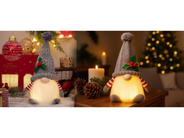 SKRZAT KRASNAL ŚWIĄTECZNY ŚWIECĄCY LED - szary