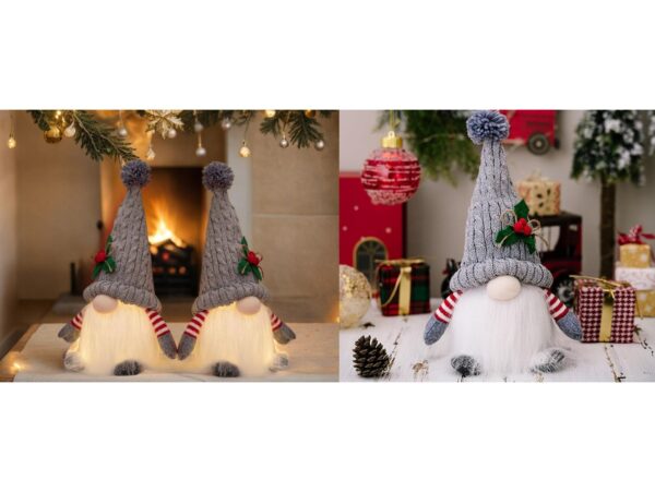 SKRZAT KRASNAL ŚWIĄTECZNY ŚWIECĄCY LED - szary