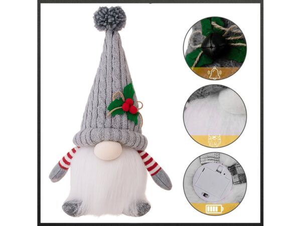 SKRZAT KRASNAL ŚWIĄTECZNY ŚWIECĄCY LED - szary