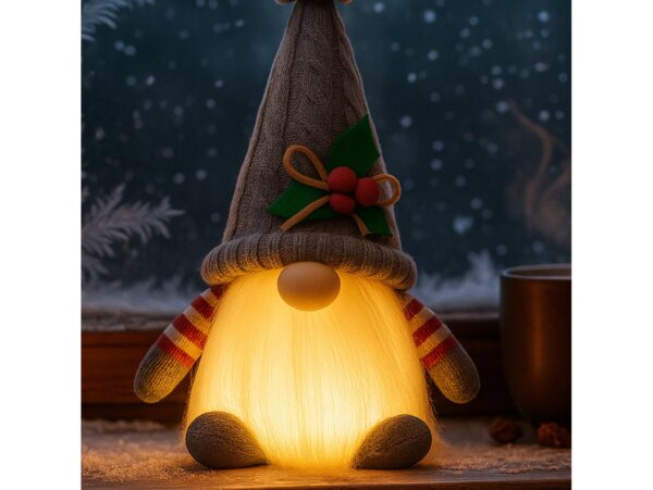 SKRZAT KRASNAL ŚWIĄTECZNY ŚWIECĄCY LED - szary