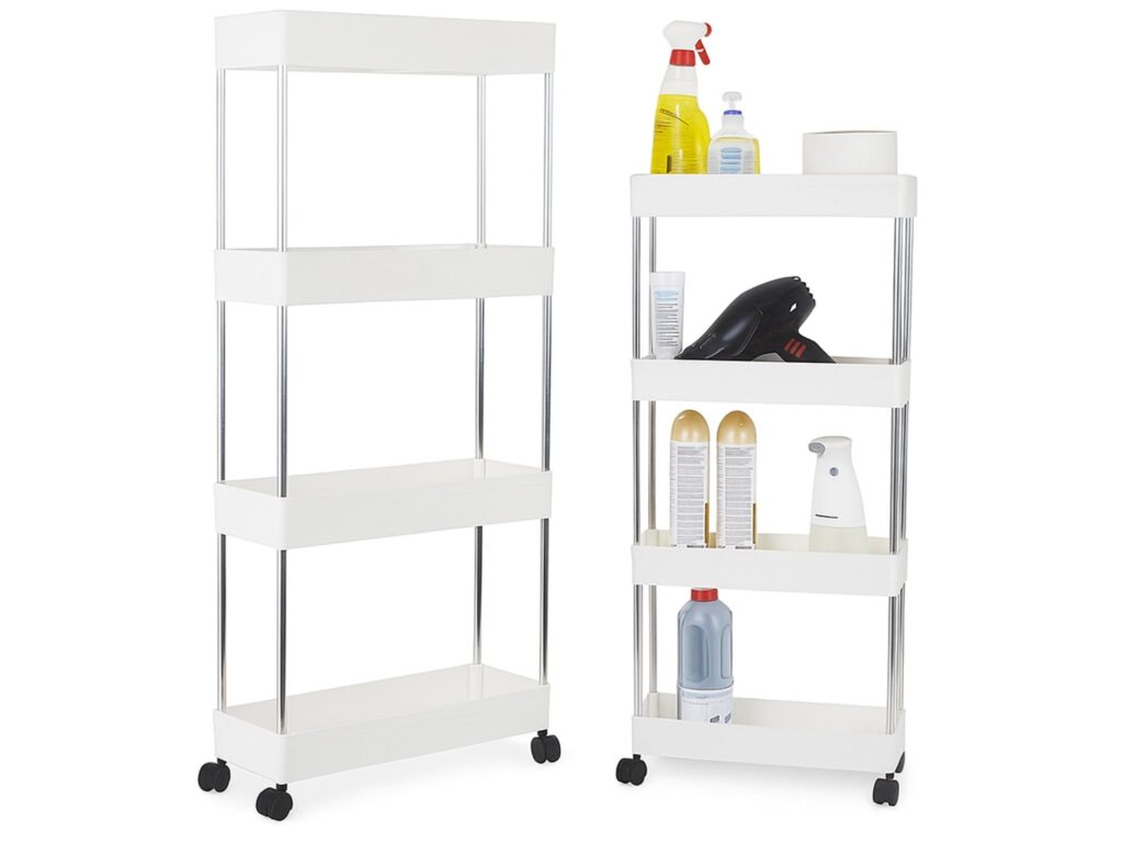 SZAFKA NA KÓŁKACH MOBILNA 4 PÓŁKI PÓŁKA - bez haczyków