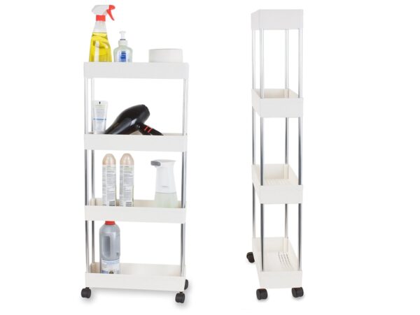 SZAFKA NA KÓŁKACH MOBILNA 4 PÓŁKI PÓŁKA - bez haczyków