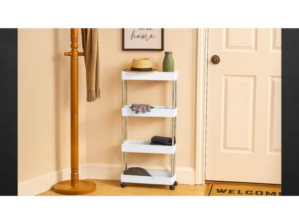 SZAFKA NA KÓŁKACH MOBILNA 4 PÓŁKI PÓŁKA - bez haczyków