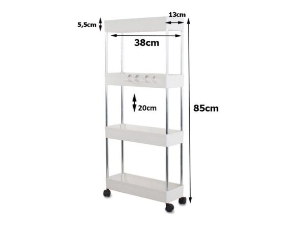 SZAFKA NA KÓŁKACH MOBILNA 4 PÓŁKI PÓŁKA - bez haczyków