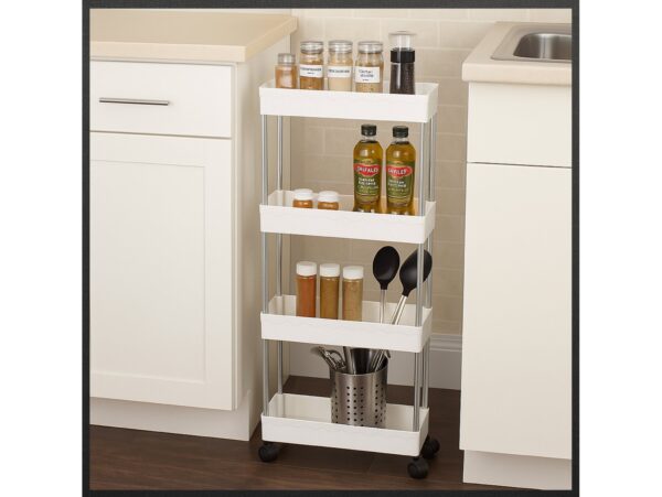 SZAFKA NA KÓŁKACH MOBILNA 4 PÓŁKI PÓŁKA - bez haczyków