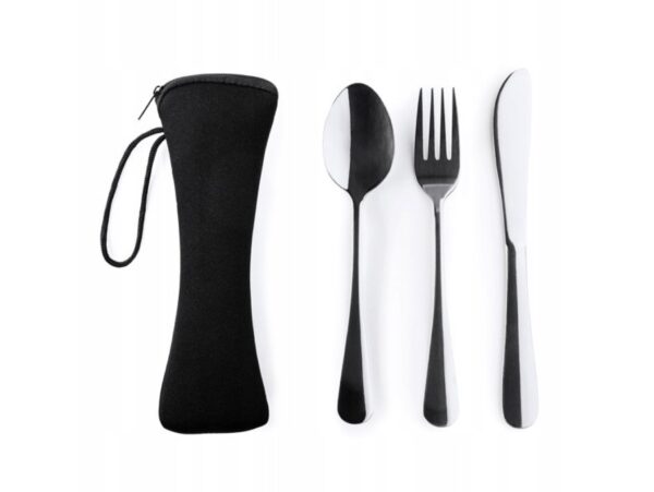 SZTUĆCE PODRÓŻNE 4w1 ETUI - czarny