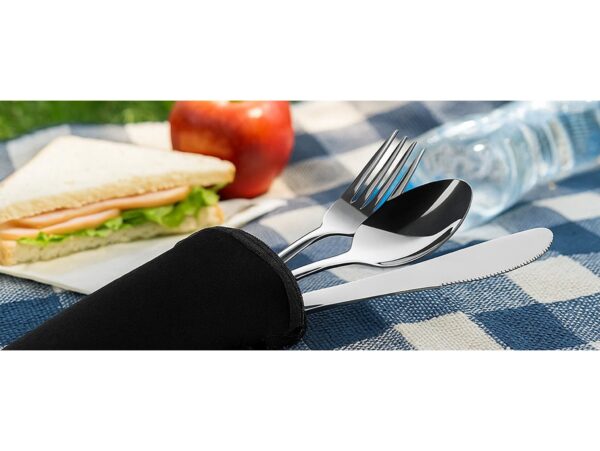 SZTUĆCE PODRÓŻNE 4w1 ETUI - czarny