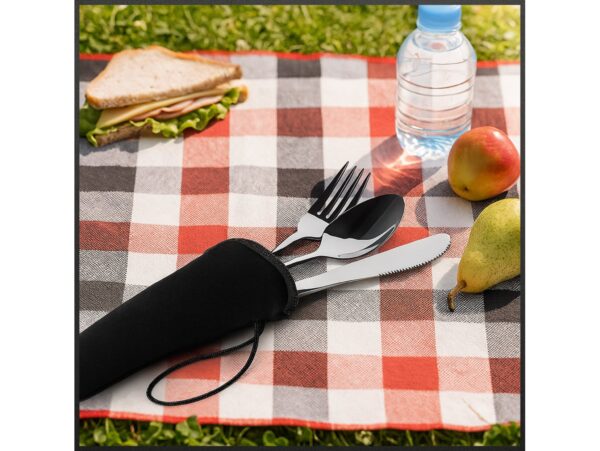 SZTUĆCE PODRÓŻNE 4w1 ETUI - czarny