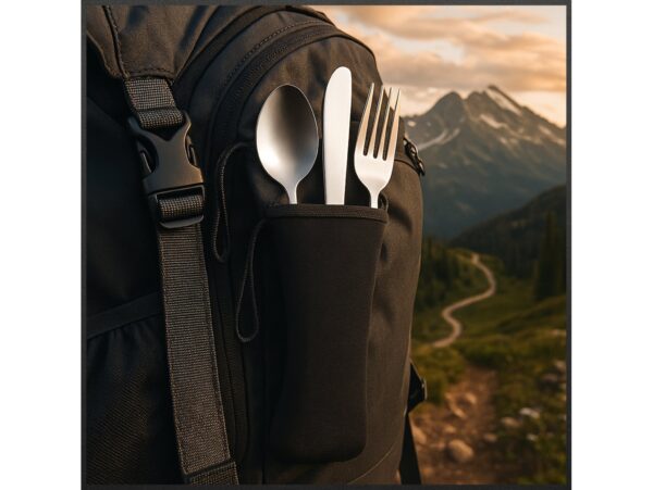 SZTUĆCE PODRÓŻNE 4w1 ETUI - czarny