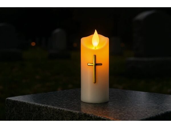 ŚWIECZKA NA BATERIE LED WKŁAD ZNICZ FALA 15cm
