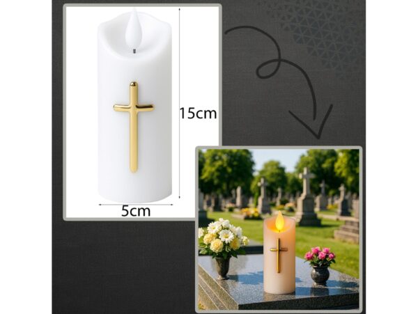 ŚWIECZKA NA BATERIE LED WKŁAD ZNICZ FALA 15cm