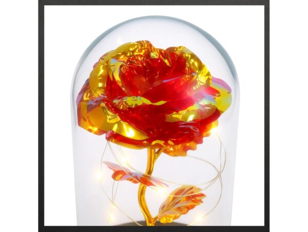 WIECZNA RÓŻA W SZKLE LED ŚWIECĄCA 21CM - wzór 4