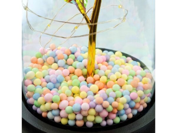 WIECZNA RÓŻA W SZKLE LED ŚWIECĄCA 21CM - wzór 4