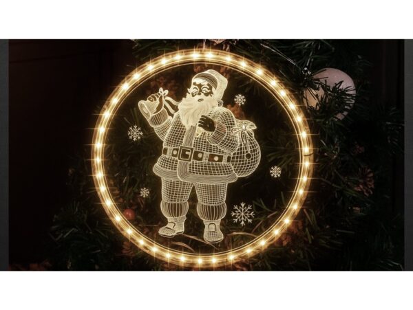 WITRAŻ LED ŚWIĄTECZNY ZAWIESZKA - mikołaj