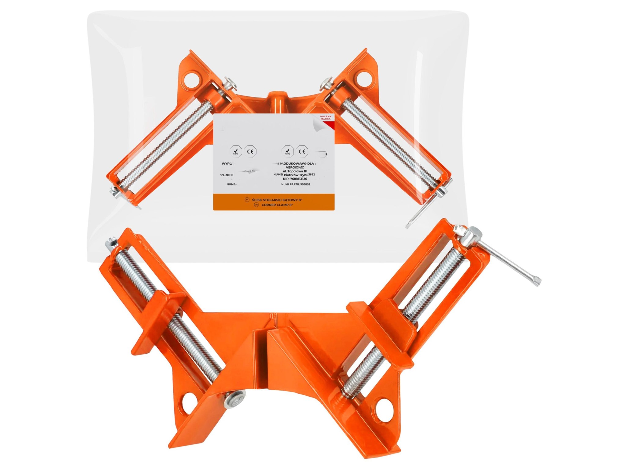 ZACISK ŚCISK STOLARSKI KĄTOWY 8" - pomarańczowy