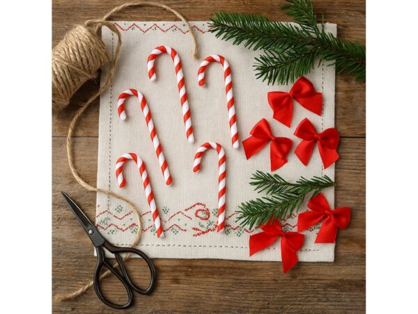 ZAWIESZKA NA CHOINKĘ LASKA CUKROWA 9x2CM 6SZT