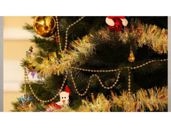 ŁAŃCUCH CHOINKOWY KORALE KORALIKI 5mm 6m - złoty