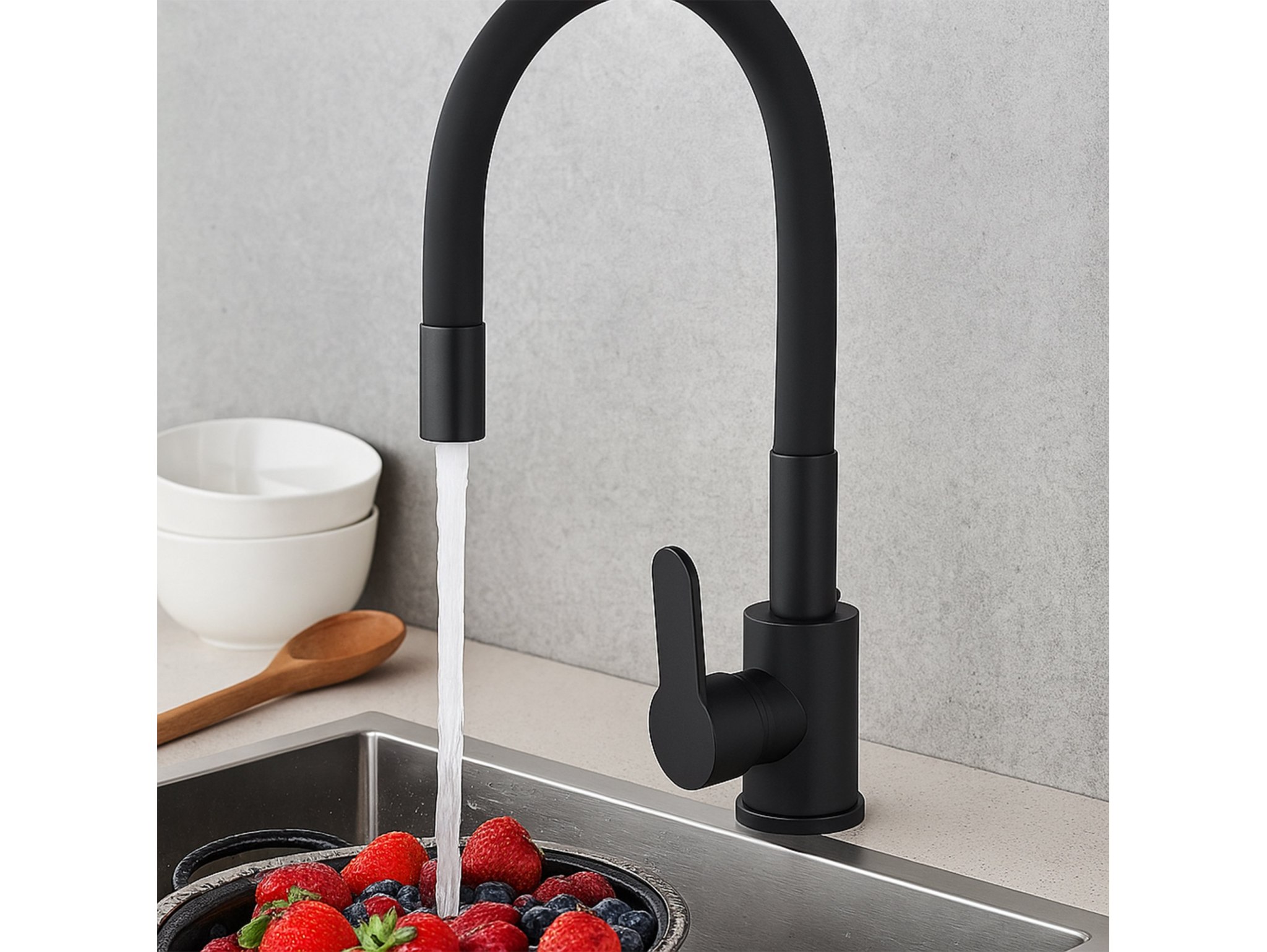 BATERIA KUCHENNA ZLEWOZMYWAKOWA GIĘTKA ELASTYCZNA KRAN 360°