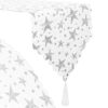 BIEŻNIK SZARFA ŚWIĄTECZNA Z FRĘDZLAMI 180x36cm - gwiazdki srebrny