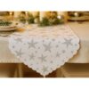 BIEŻNIK SZARFA ŚWIĄTECZNA Z FRĘDZLAMI 180x36cm - gwiazdki srebrny