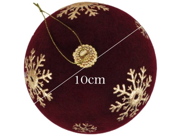 BOMBKI CHOINKOWE STYROPIANOWE FLOKOWANE 10CM 3SZT - bordowy