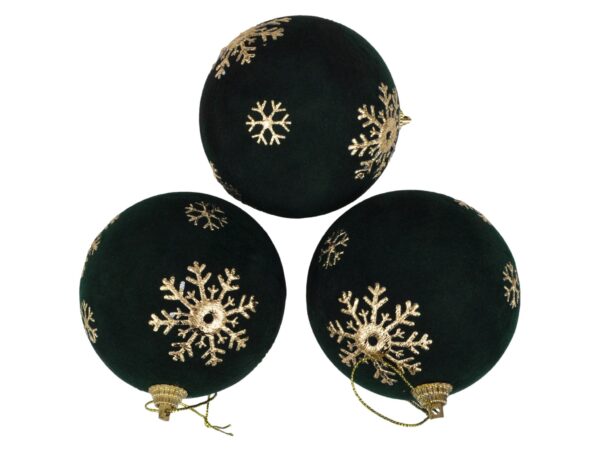 BOMBKI CHOINKOWE STYROPIANOWE FLOKOWANE 10CM 3SZT - zielony