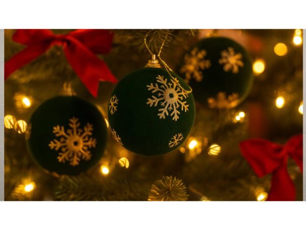 BOMBKI CHOINKOWE STYROPIANOWE FLOKOWANE 10CM 3SZT - zielony