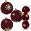 BOMBKI CHOINKOWE STYROPIANOWE FLOKOWANE 8CM 3SZT - bordowy