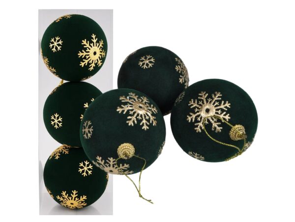 BOMBKI CHOINKOWE STYROPIANOWE FLOKOWANE 8CM 3SZT - zielony