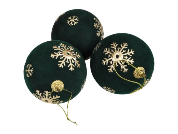 BOMBKI CHOINKOWE STYROPIANOWE FLOKOWANE 8CM 3SZT - zielony