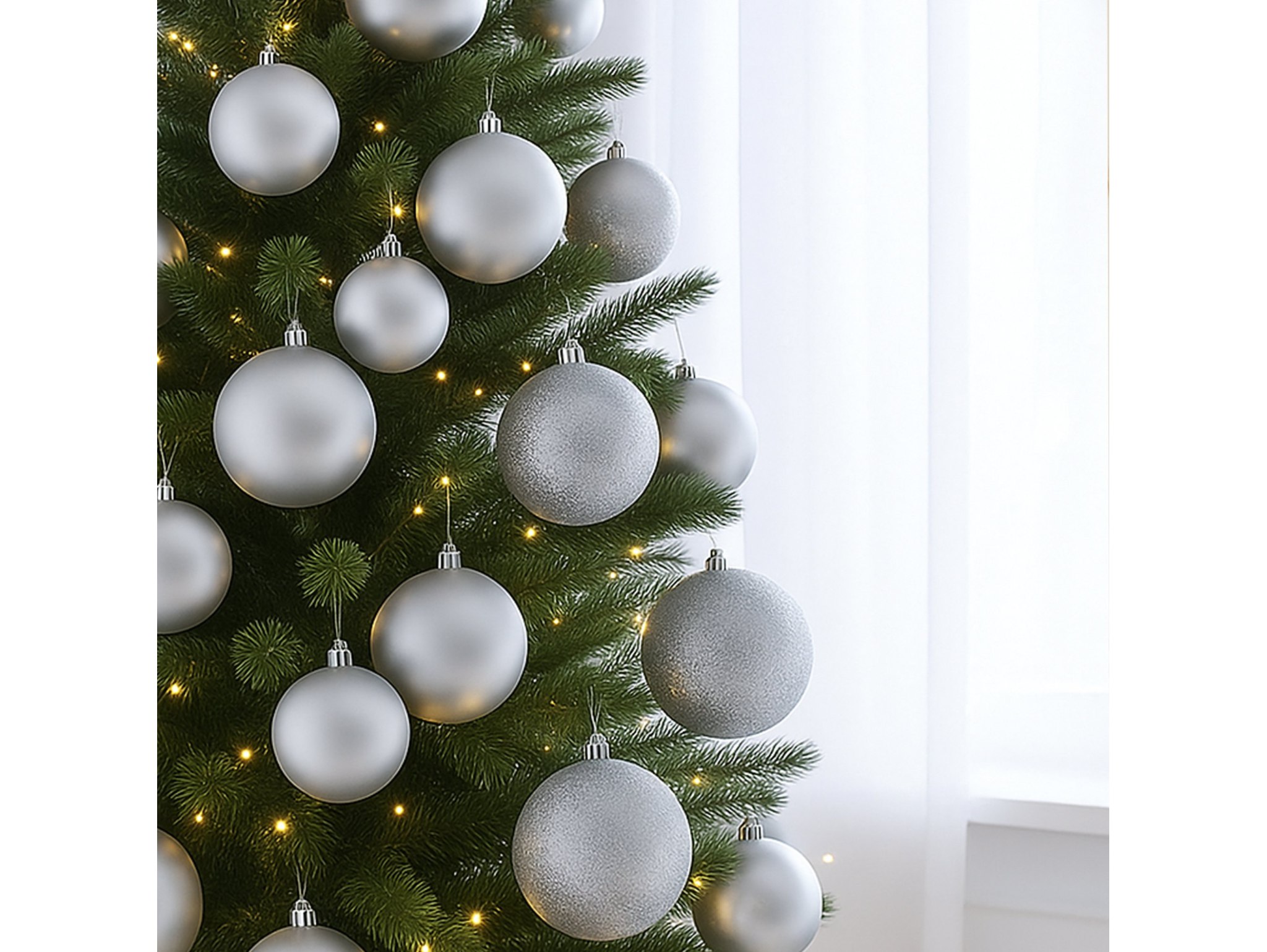 BOMBKI CHOINKOWE TUBA 10CM 4SZT - srebrny