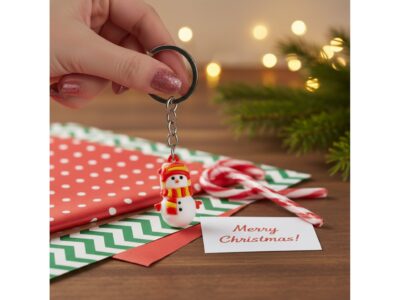 BRELOK ŚWIĄTECZNY Z GUMY 3,5x2,5cm - bałwan