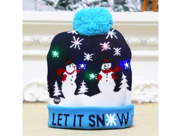 CZAPKA LED ŚWIĄTECZNA - wzór 3 bałwany