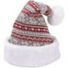 CZAPKA ŚWIĘTEGO MIKOŁAJA ŚNIEŻYNKA 38x28cm - czerwono-siwo-biała