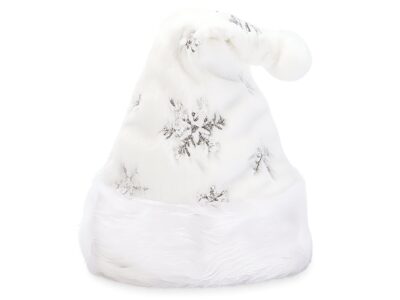 CZAPKA ŚWIĘTEGO MIKOŁAJA ŚNIEŻYNKA 40x28cm - srebrny
