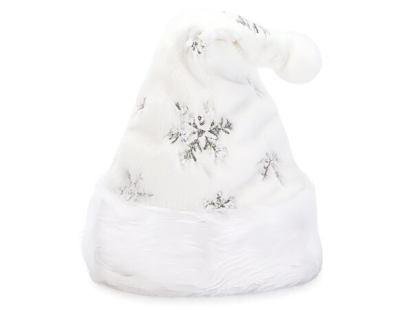 CZAPKA ŚWIĘTEGO MIKOŁAJA ŚNIEŻYNKA 40x28cm - srebrny