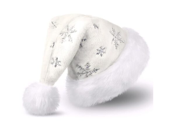 CZAPKA ŚWIĘTEGO MIKOŁAJA ŚNIEŻYNKA 40x28cm - srebrny