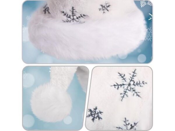 CZAPKA ŚWIĘTEGO MIKOŁAJA ŚNIEŻYNKA 40x28cm - srebrny