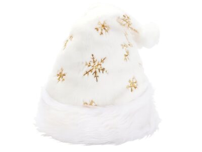 CZAPKA ŚWIĘTEGO MIKOŁAJA ŚNIEŻYNKA 40x28cm - złoty