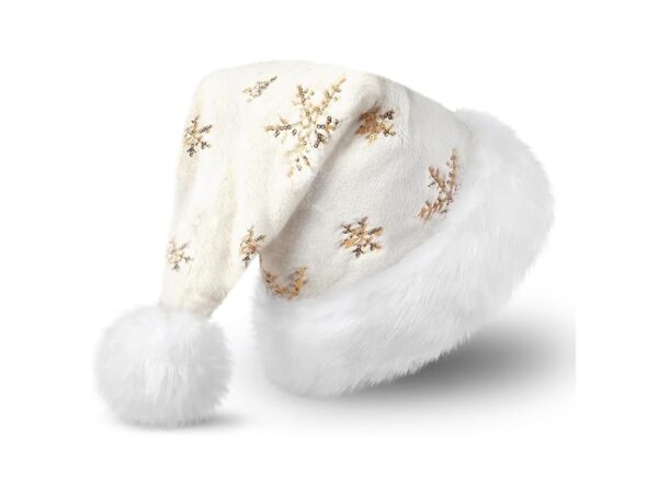 CZAPKA ŚWIĘTEGO MIKOŁAJA ŚNIEŻYNKA 40x28cm - złoty