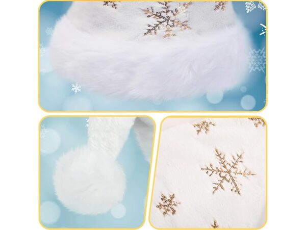 CZAPKA ŚWIĘTEGO MIKOŁAJA ŚNIEŻYNKA 40x28cm - złoty