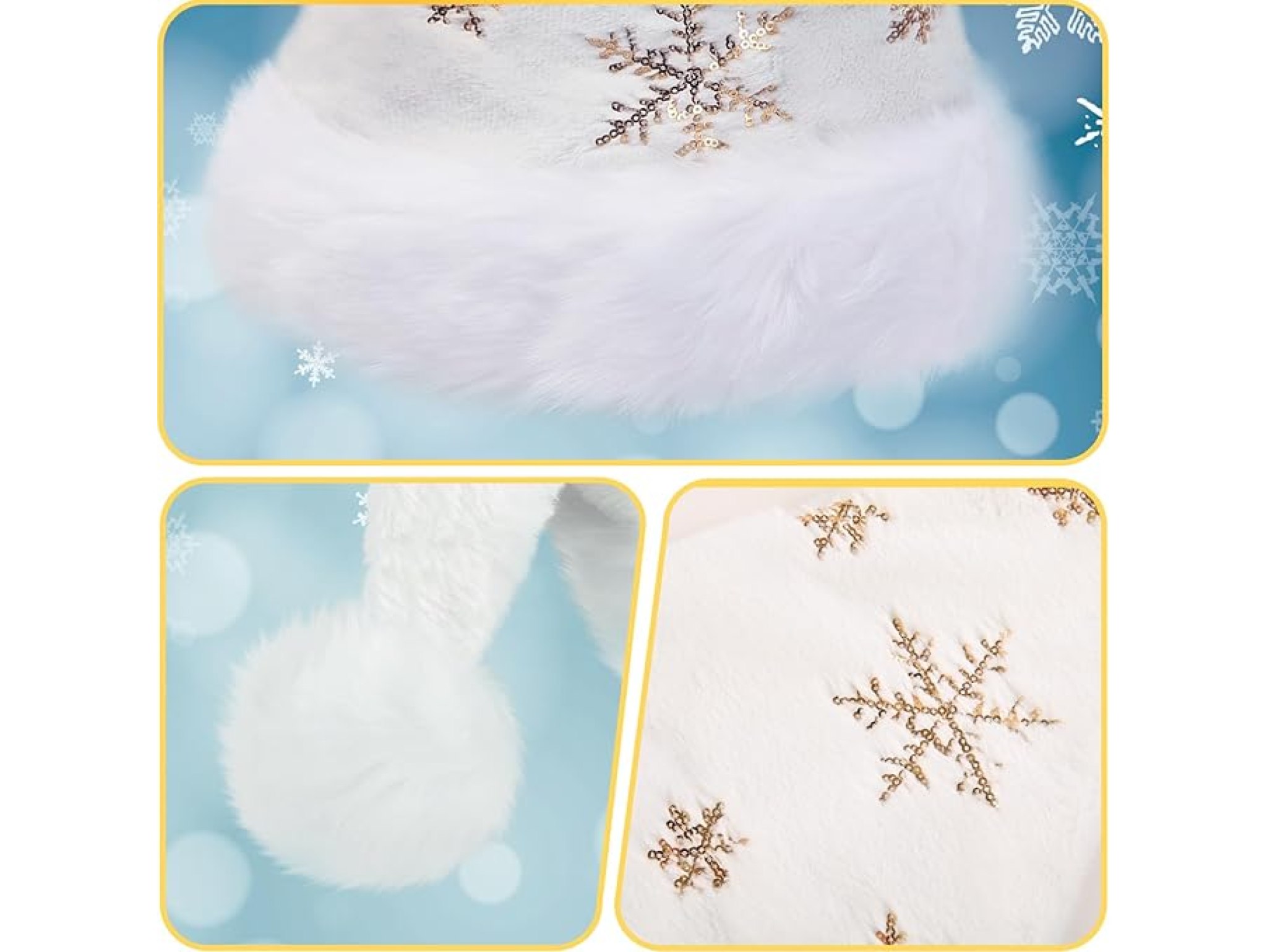 CZAPKA ŚWIĘTEGO MIKOŁAJA ŚNIEŻYNKA 40x28cm - złoty