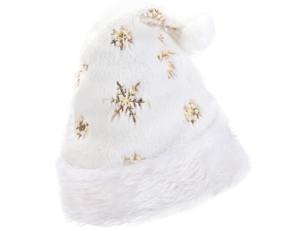 CZAPKA ŚWIĘTEGO MIKOŁAJA ŚNIEŻYNKA 40x28cm - złoty