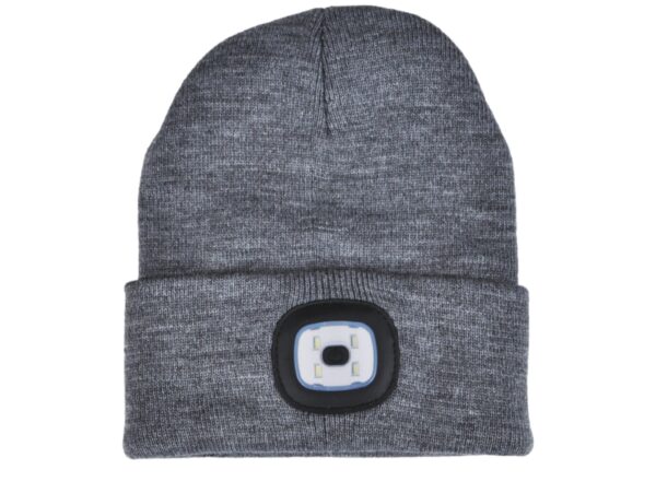 CZAPKA ZIMOWA Z LAMPKĄ LED - szary