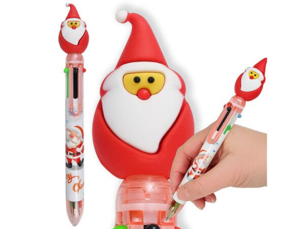 DŁUGOPIS WIELOKOLOROWY PSTRYKANY 6 KOLORÓW MIKOŁAJ 17CM