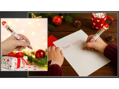 DŁUGOPIS WIELOKOLOROWY PSTRYKANY 6 KOLORÓW MIKOŁAJ 17CM