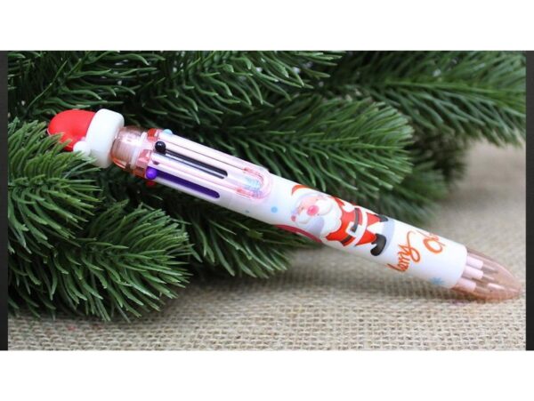 DŁUGOPIS WIELOKOLOROWY PSTRYKANY 6 KOLORÓW MIKOŁAJ 17CM