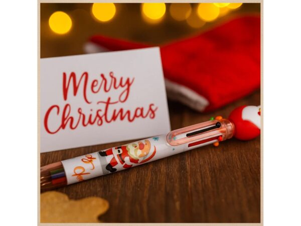 DŁUGOPIS WIELOKOLOROWY PSTRYKANY 6 KOLORÓW MIKOŁAJ 17CM