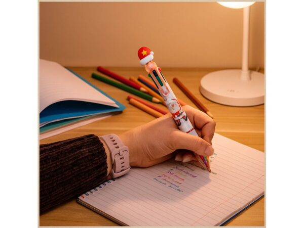 DŁUGOPIS WIELOKOLOROWY PSTRYKANY 6 KOLORÓW MIKOŁAJ 17CM