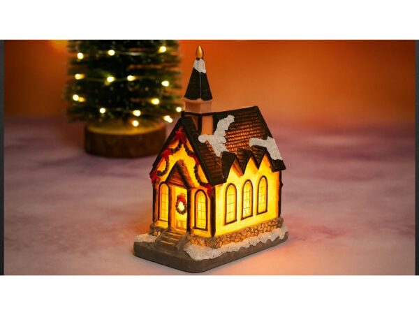 DOMEK LED DEKORACJA ŚWIĄTECZNA - kościół 8,5x6,5x4cm